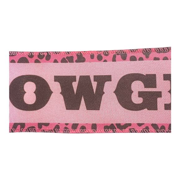 Pink Cowgirl Wired Ribbon – 2.5” x 3 Yards – Leopard Print Western Craft Supply - Picture 4 of 4